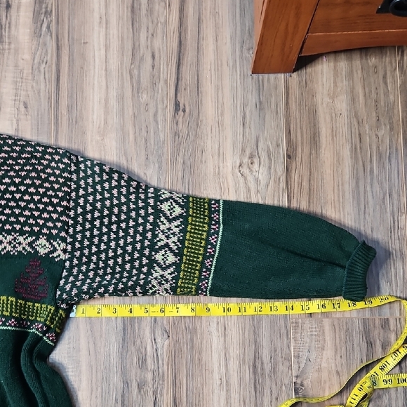 United Colors Of Benetton Women's Vintage Fair Isle Pink, Green Sweater M/L - Picture 8 of 8